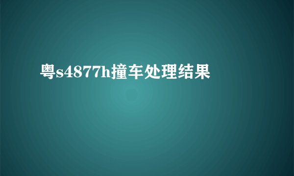 粤s4877h撞车处理结果