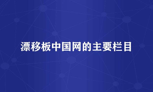 漂移板中国网的主要栏目