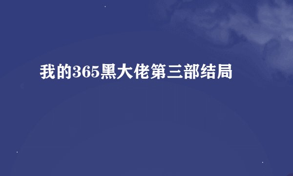 我的365黑大佬第三部结局
