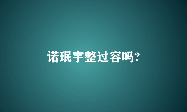 诺珉宇整过容吗?