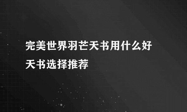 完美世界羽芒天书用什么好 天书选择推荐