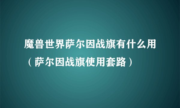 魔兽世界萨尔因战旗有什么用(萨尔因战旗使用套路)