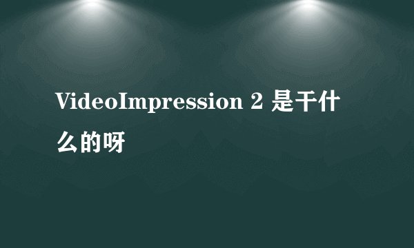 VideoImpression 2 是干什么的呀
