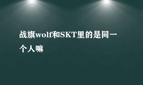 战旗wolf和SKT里的是同一个人嘛