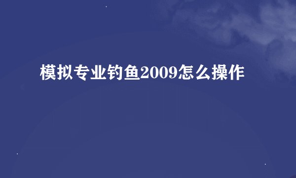 模拟专业钓鱼2009怎么操作