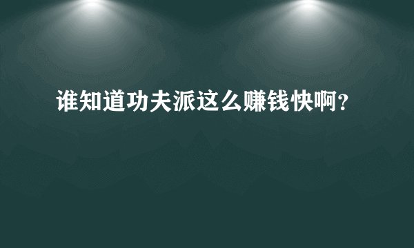 谁知道功夫派这么赚钱快啊？