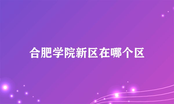 合肥学院新区在哪个区