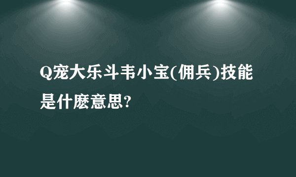 Q宠大乐斗韦小宝(佣兵)技能是什麽意思?