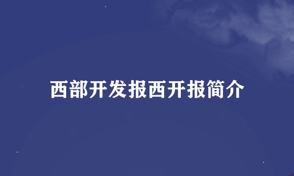 西部开发报西开报简介