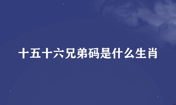 十五十六兄弟码是什么生肖