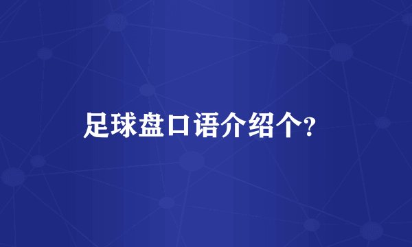 足球盘口语介绍个？