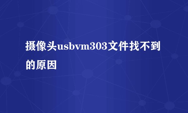 摄像头usbvm303文件找不到的原因