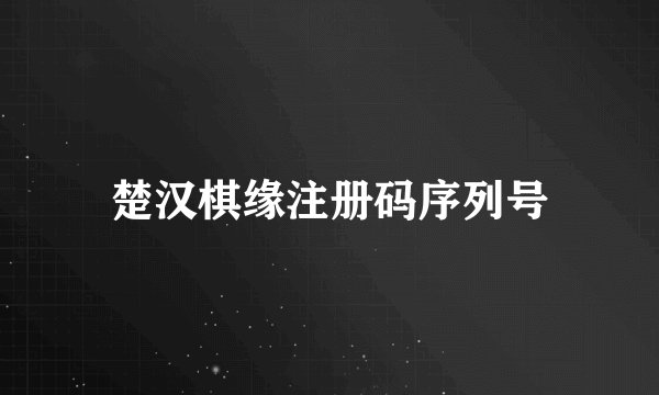 楚汉棋缘注册码序列号
