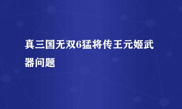 真三国无双6猛将传王元姬武器问题