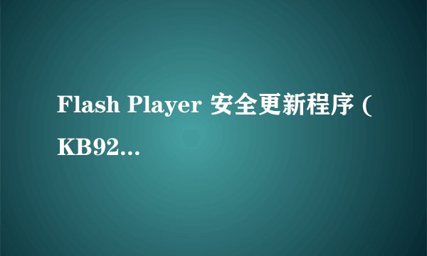 Flash Player 安全更新程序 (KB923789) 不能成功安装更新,该怎么更新?