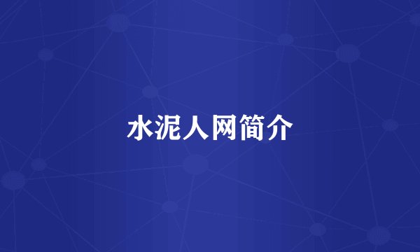 水泥人网简介