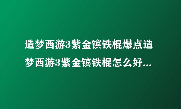 造梦西游3紫金镔铁棍爆点造梦西游3紫金镔铁棍怎么好打打到的指导一下袁洪的紫金镔铁