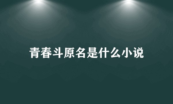 青春斗原名是什么小说