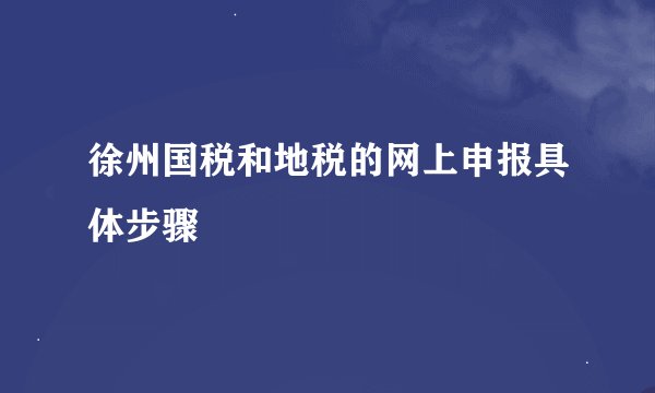 徐州国税和地税的网上申报具体步骤