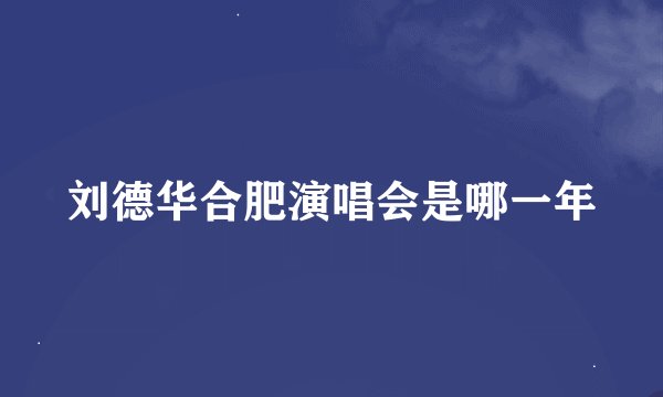 刘德华合肥演唱会是哪一年