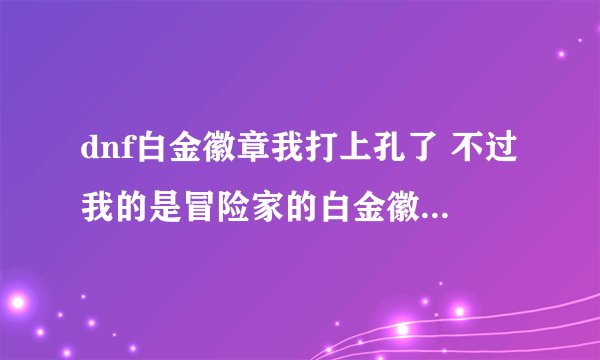 dnf白金徽章我打上孔了 不过我的是冒险家的白金徽章 怎么镶嵌不上啊