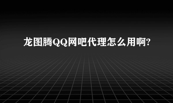 龙图腾QQ网吧代理怎么用啊?