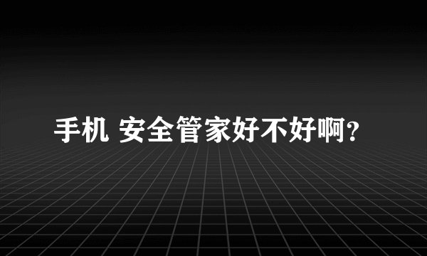 手机 安全管家好不好啊？