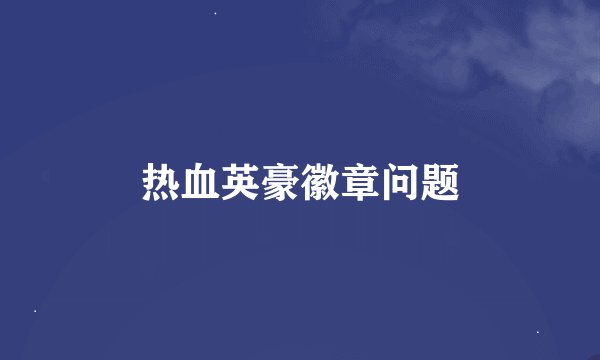 热血英豪徽章问题
