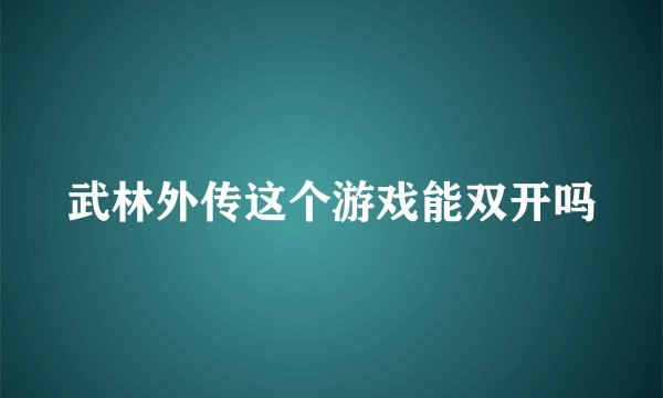 武林外传这个游戏能双开吗
