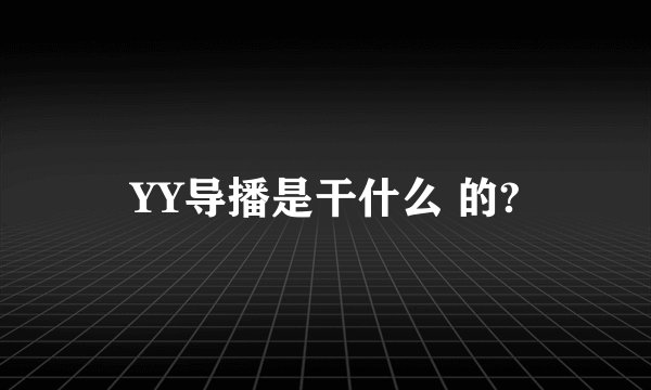 YY导播是干什么 的?