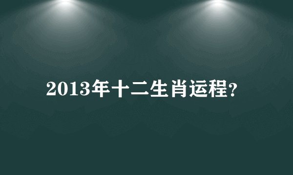 2013年十二生肖运程？