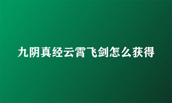 九阴真经云霄飞剑怎么获得