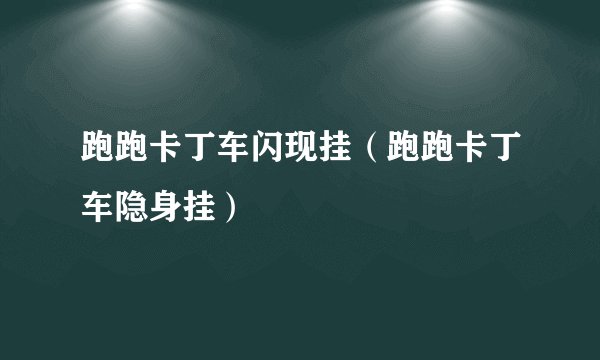 跑跑卡丁车闪现挂(跑跑卡丁车隐身挂)