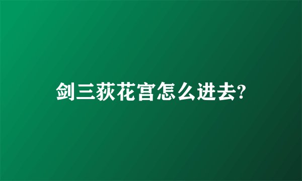 剑三荻花宫怎么进去?
