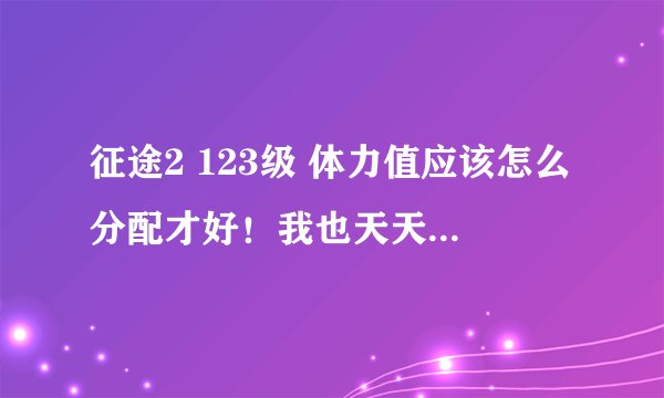 征途2 123级 体力值应该怎么分配才好!我也天天做任务 但是跟人家差几级 请问他们是怎么升的?