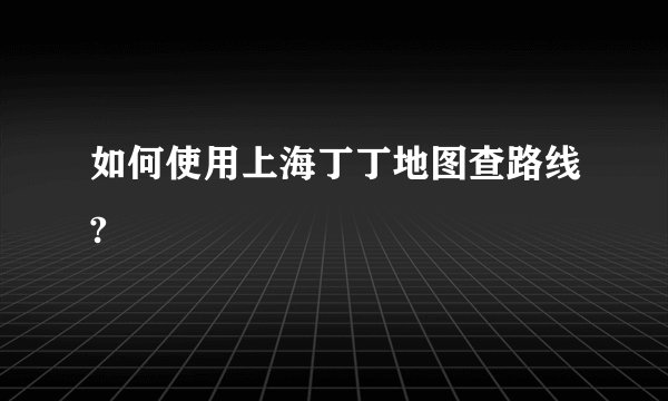 如何使用上海丁丁地图查路线?