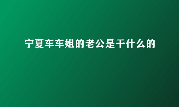 宁夏车车姐的老公是干什么的