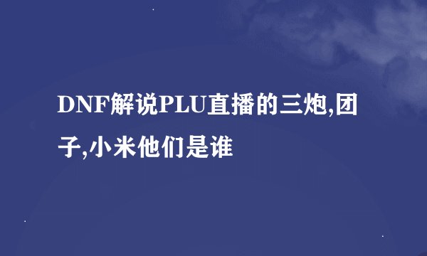 DNF解说PLU直播的三炮,团子,小米他们是谁