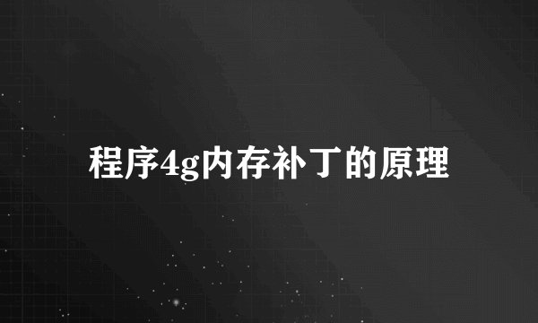 程序4g内存补丁的原理