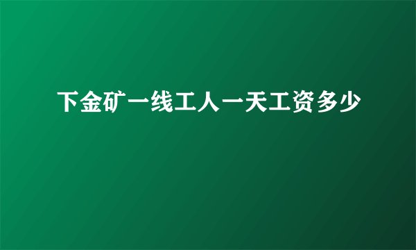下金矿一线工人一天工资多少