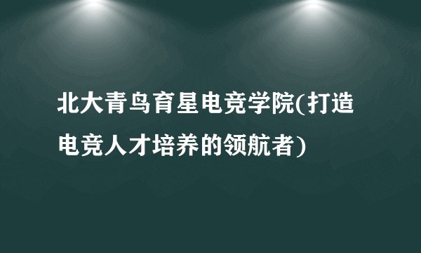 北大青鸟育星电竞学院(打造电竞人才培养的领航者)