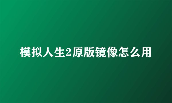 模拟人生2原版镜像怎么用