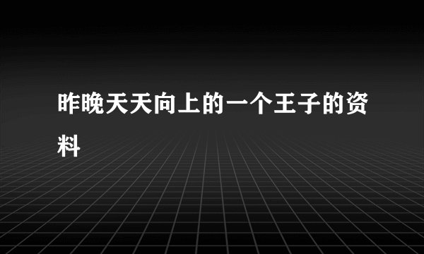 昨晚天天向上的一个王子的资料