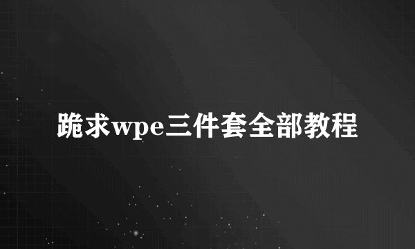 跪求wpe三件套全部教程