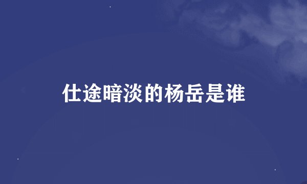 仕途暗淡的杨岳是谁