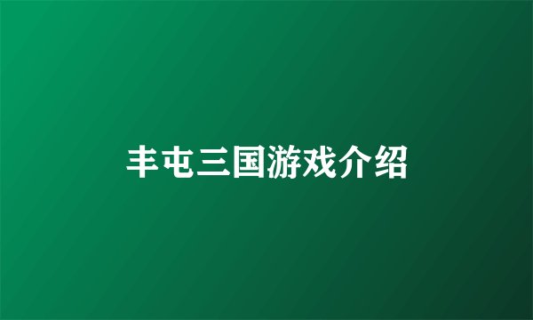 丰屯三国游戏介绍