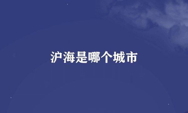 沪海是哪个城市