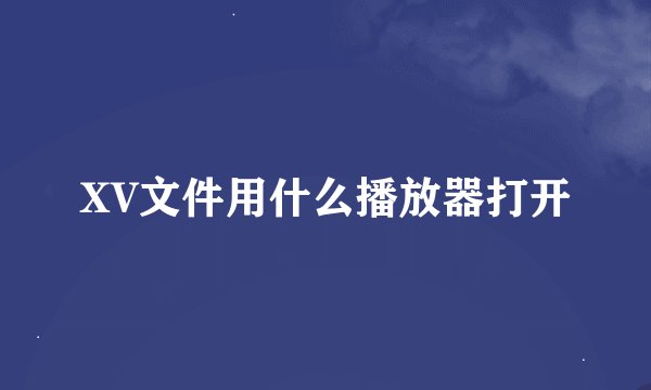 XV文件用什么播放器打开