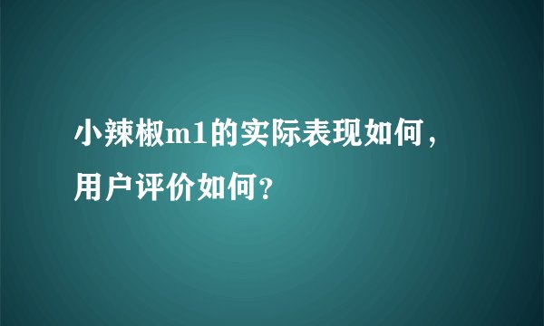小辣椒m1的实际表现如何，用户评价如何？