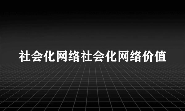 社会化网络社会化网络价值
